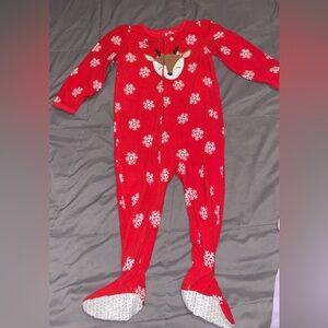 Carter's Red Snowflake Reindeer Footie